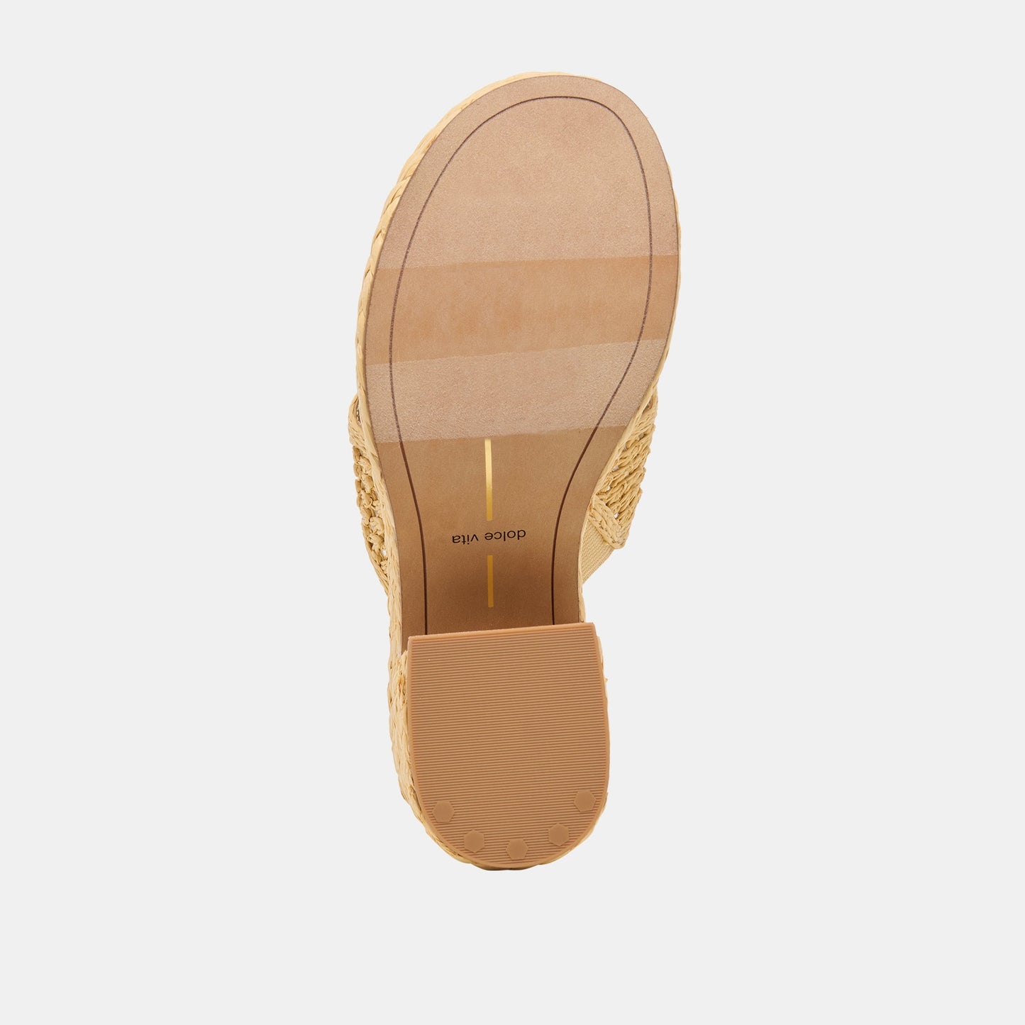 RIPPLE Lt Natural Raffia Platform Thong Block Heel