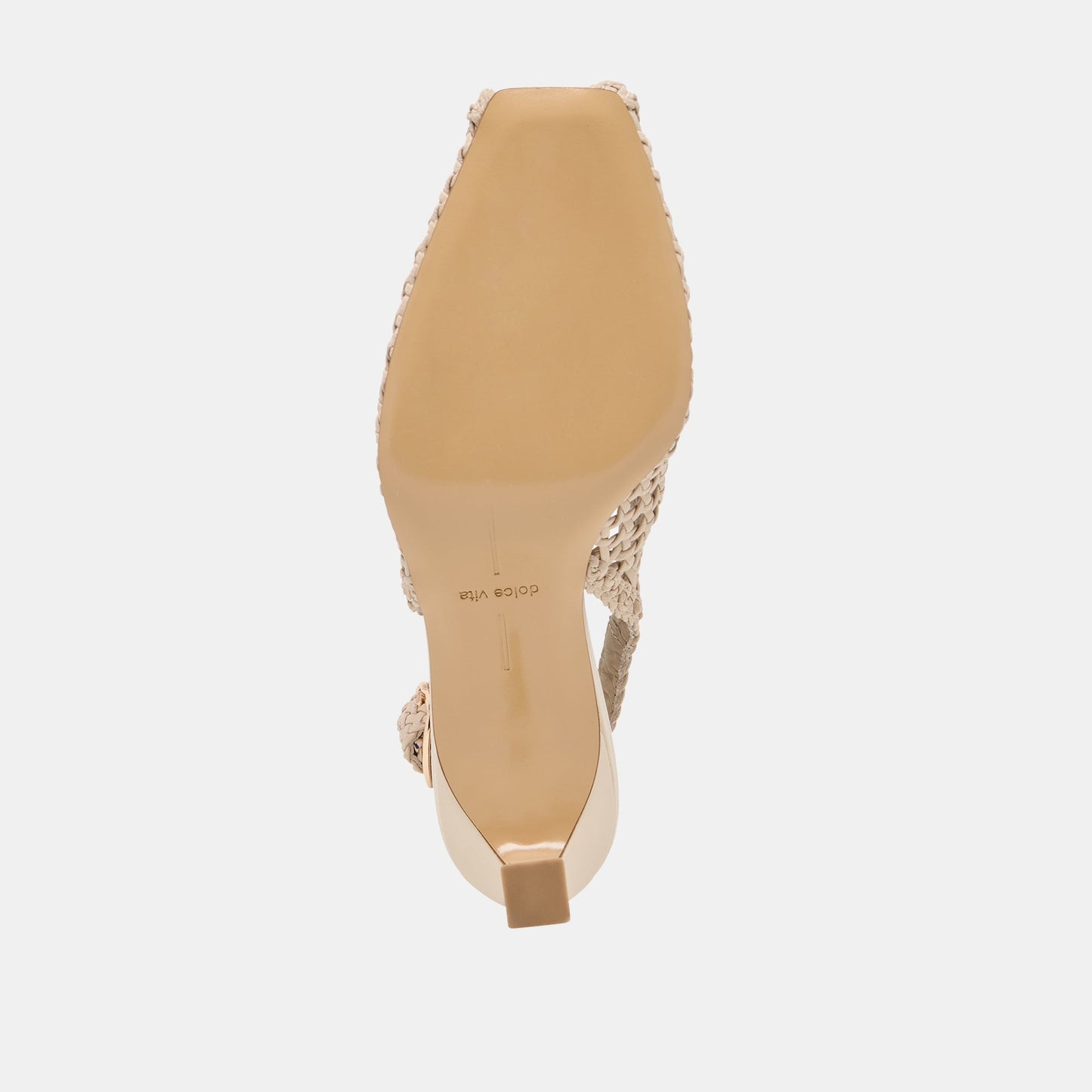 REMLA Bone Woven Leather Peep-Toe Kitten Heel