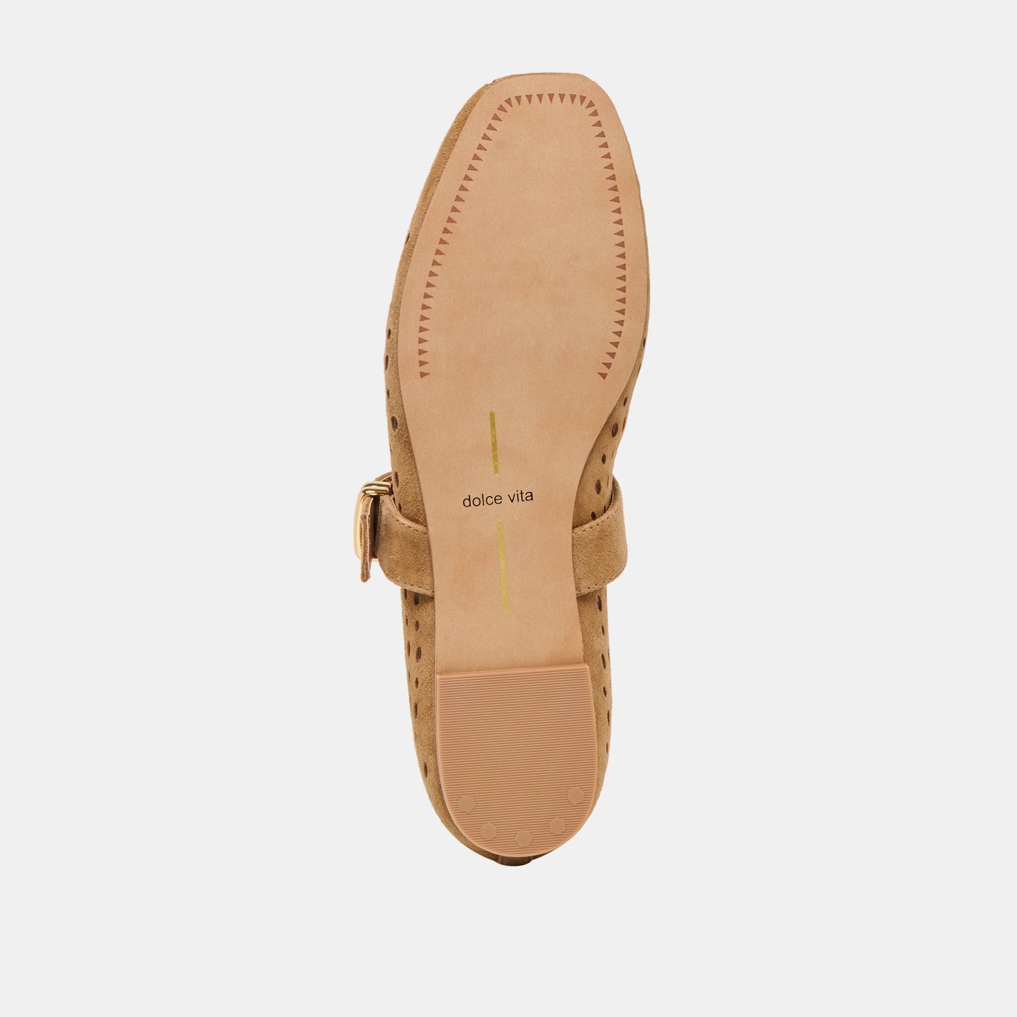 Mikel Lt Brown Perforated Suede Ballet Flats