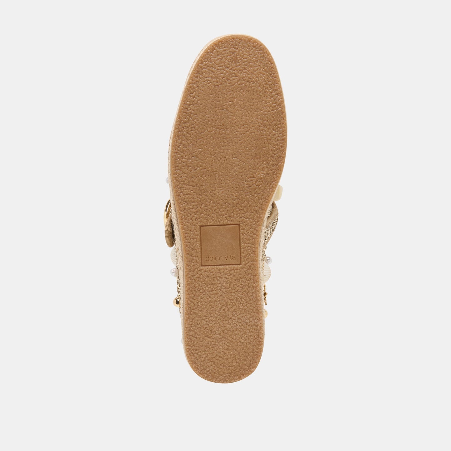 Ralph Gold Beaded Raffia Ballet Flats