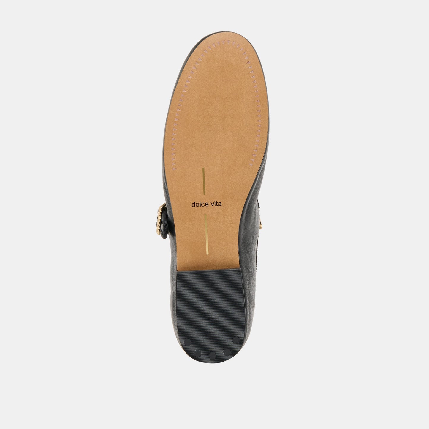 Relan Wide Black Leather Ballet Flats