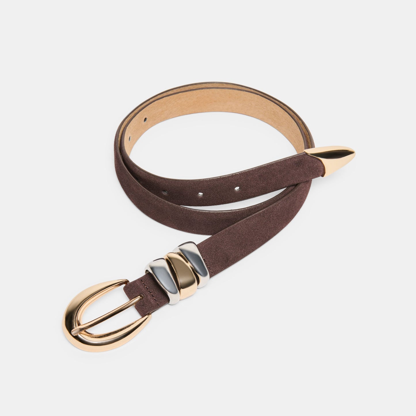 Mixed Metal Mahogany Buckle Belt