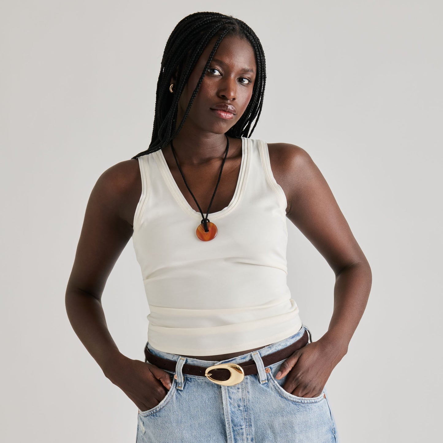 Organic Oval Mahogany Gold Buckle Belt