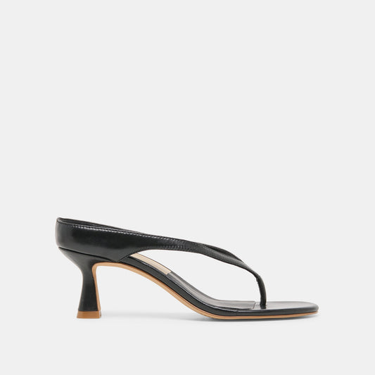 Doreen Black Leather Heels