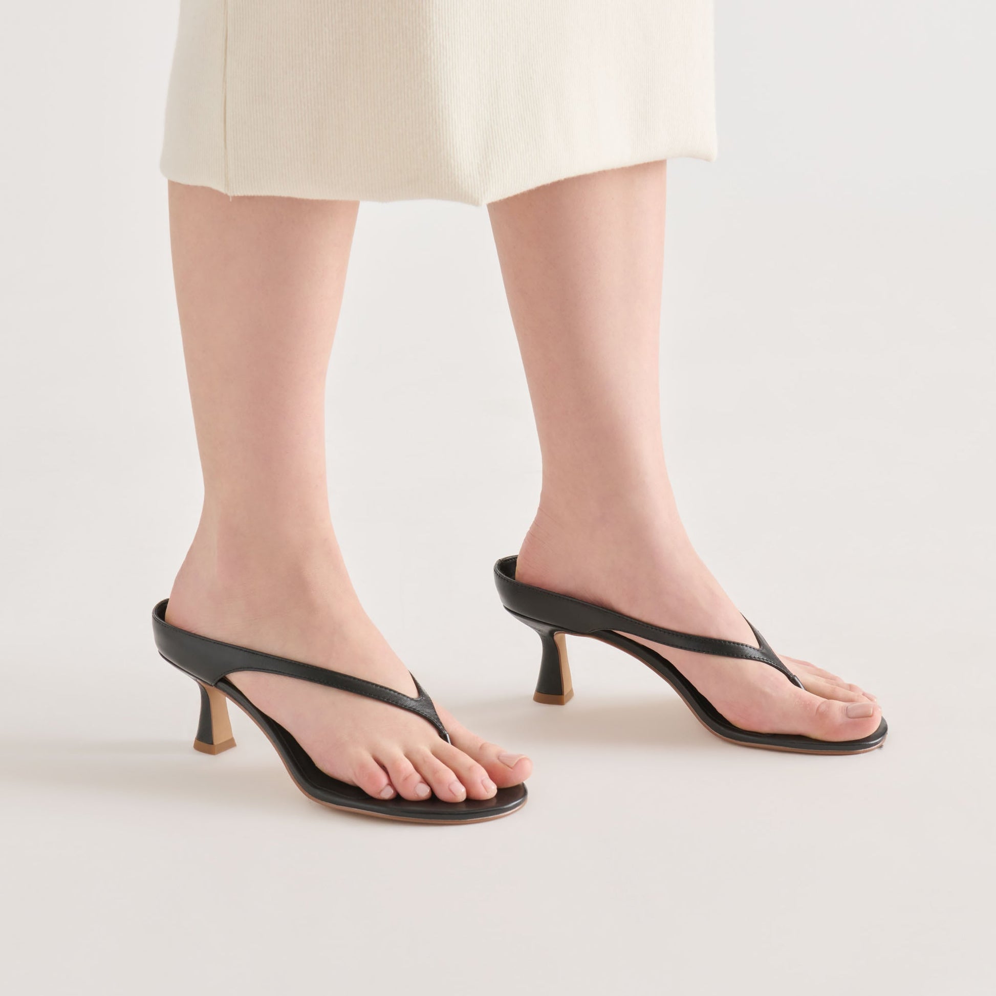 Doreen Black Leather Heels