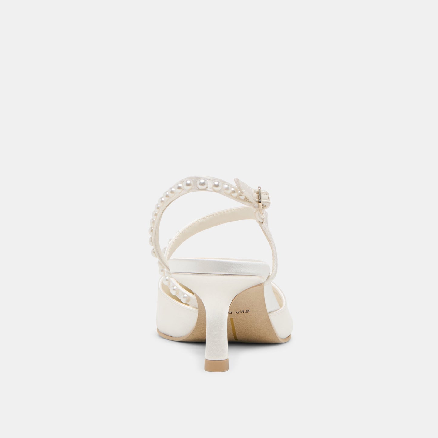 Kamra Pearl True White Satin Mid Heels