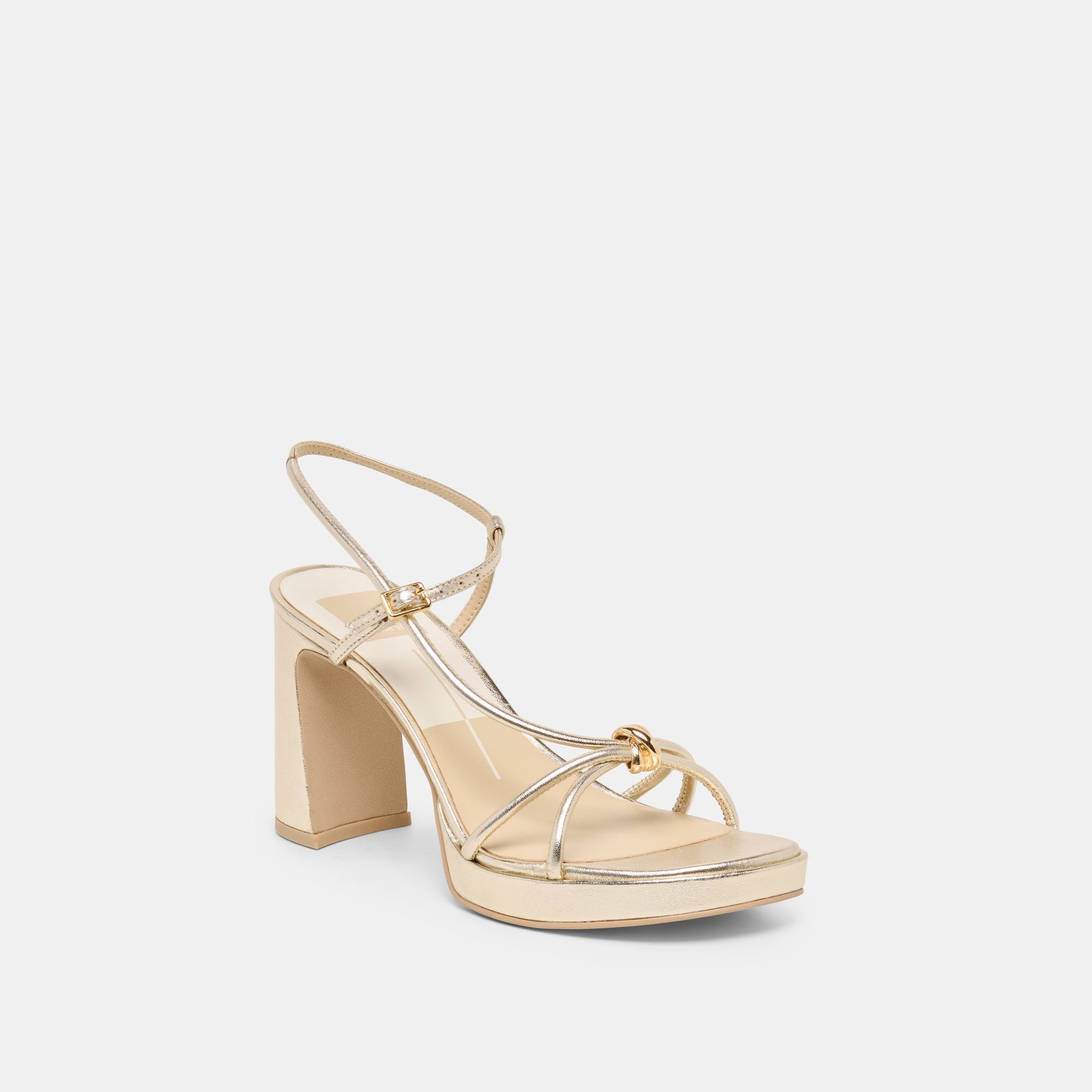Odete Gold Leather Heels