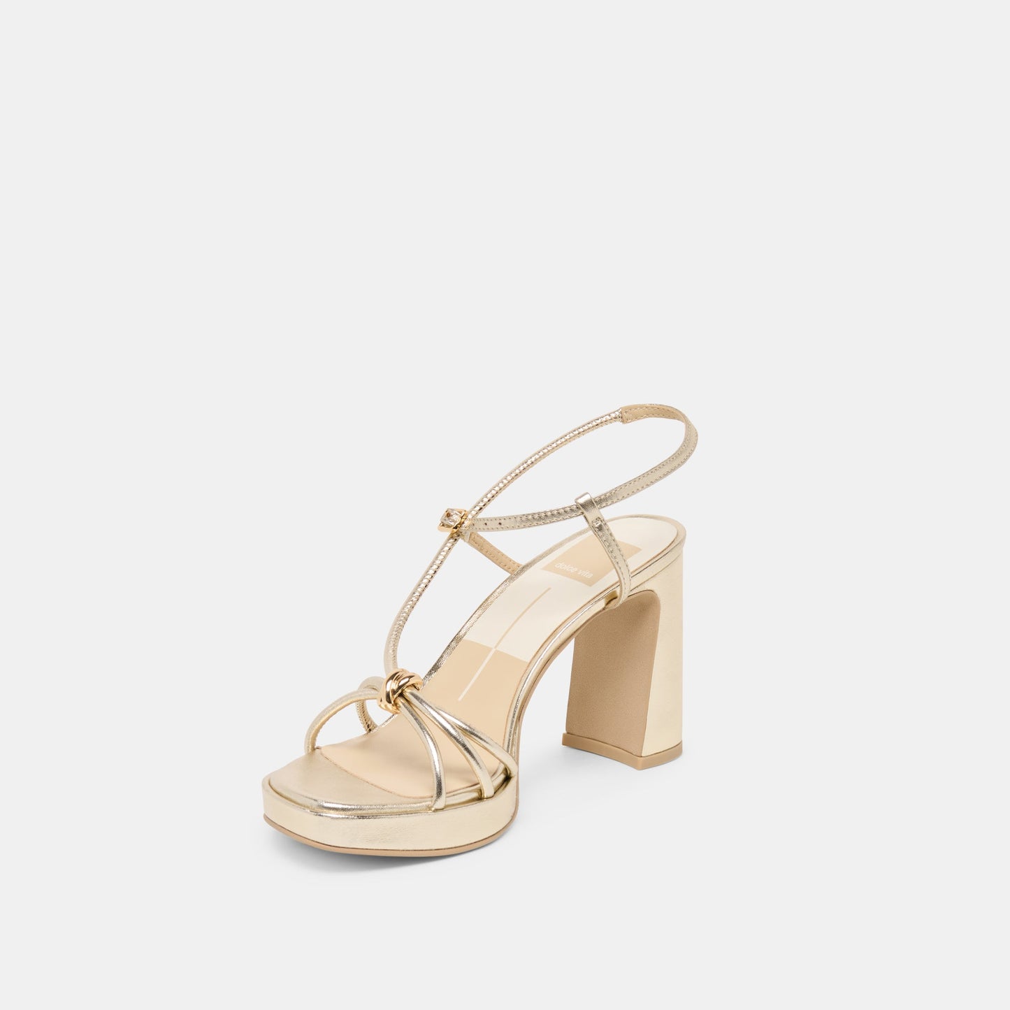 Odete Gold Leather Heels
