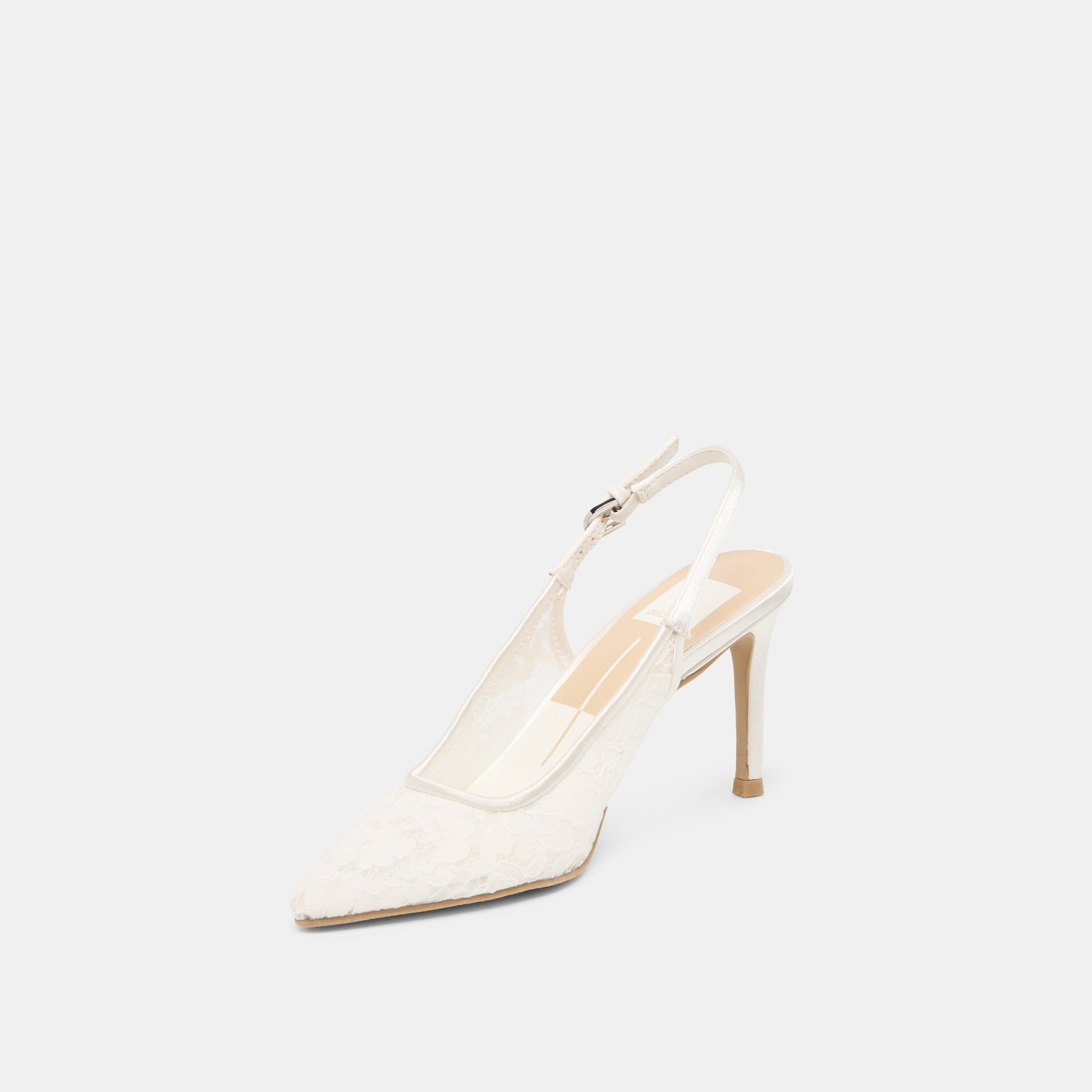 Yami True White Lace Heels
