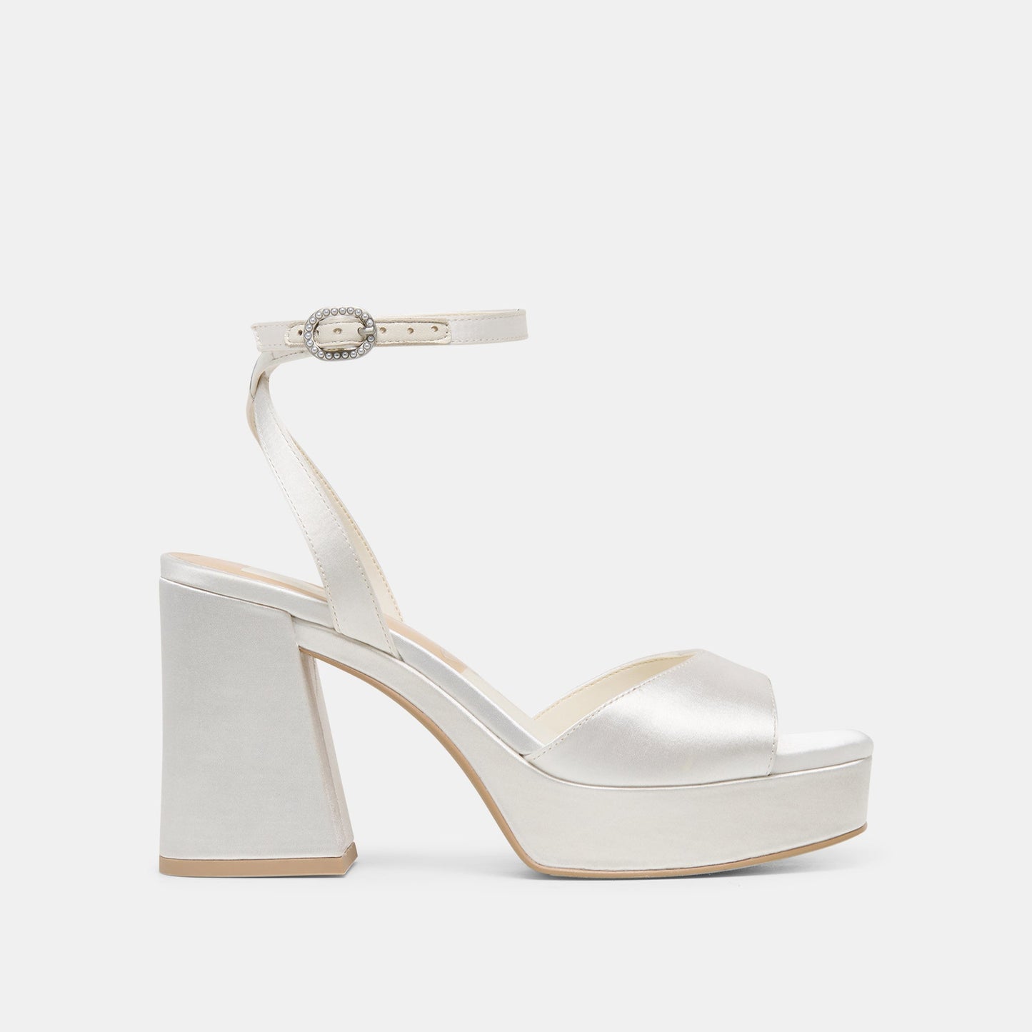Felica White Satin Heels