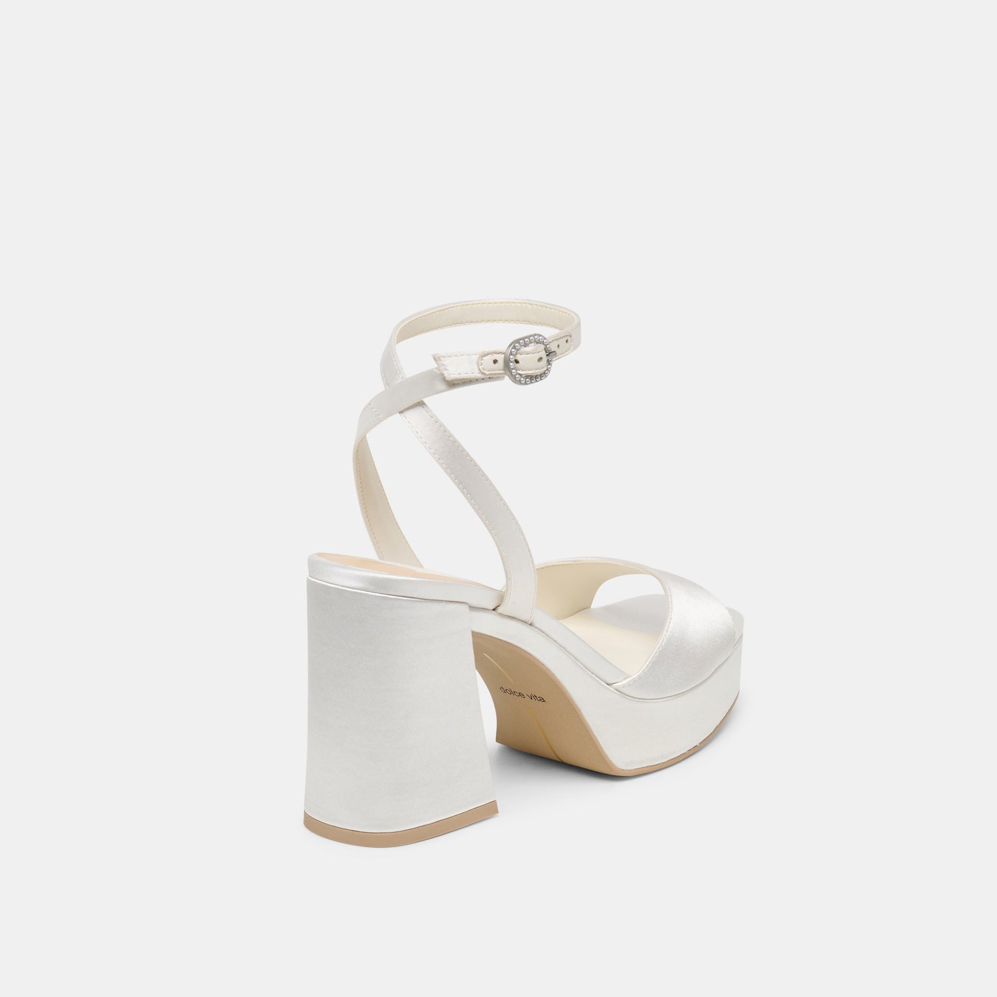 Felica White Satin Heels