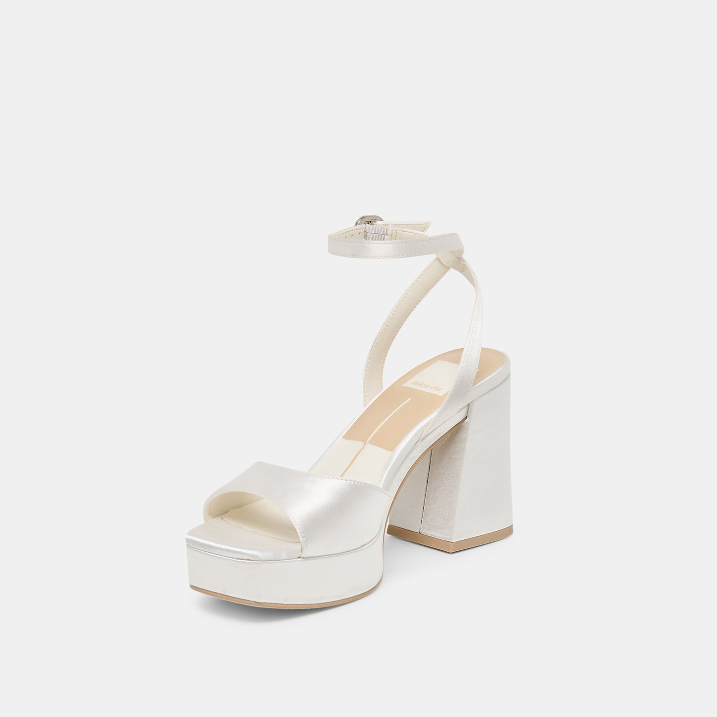Felica White Satin Heels