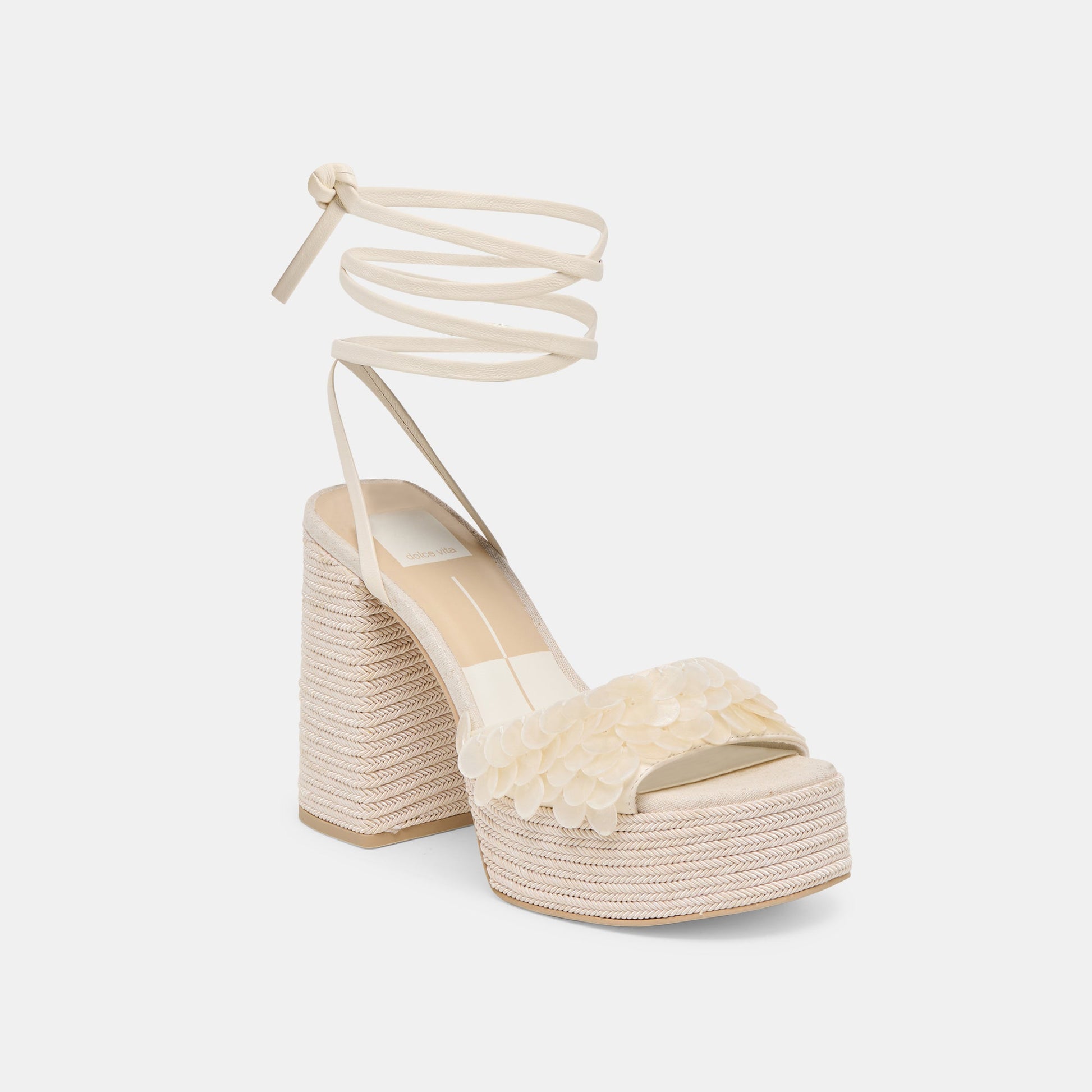 Dorthy Confetti Ivory Leather Heels