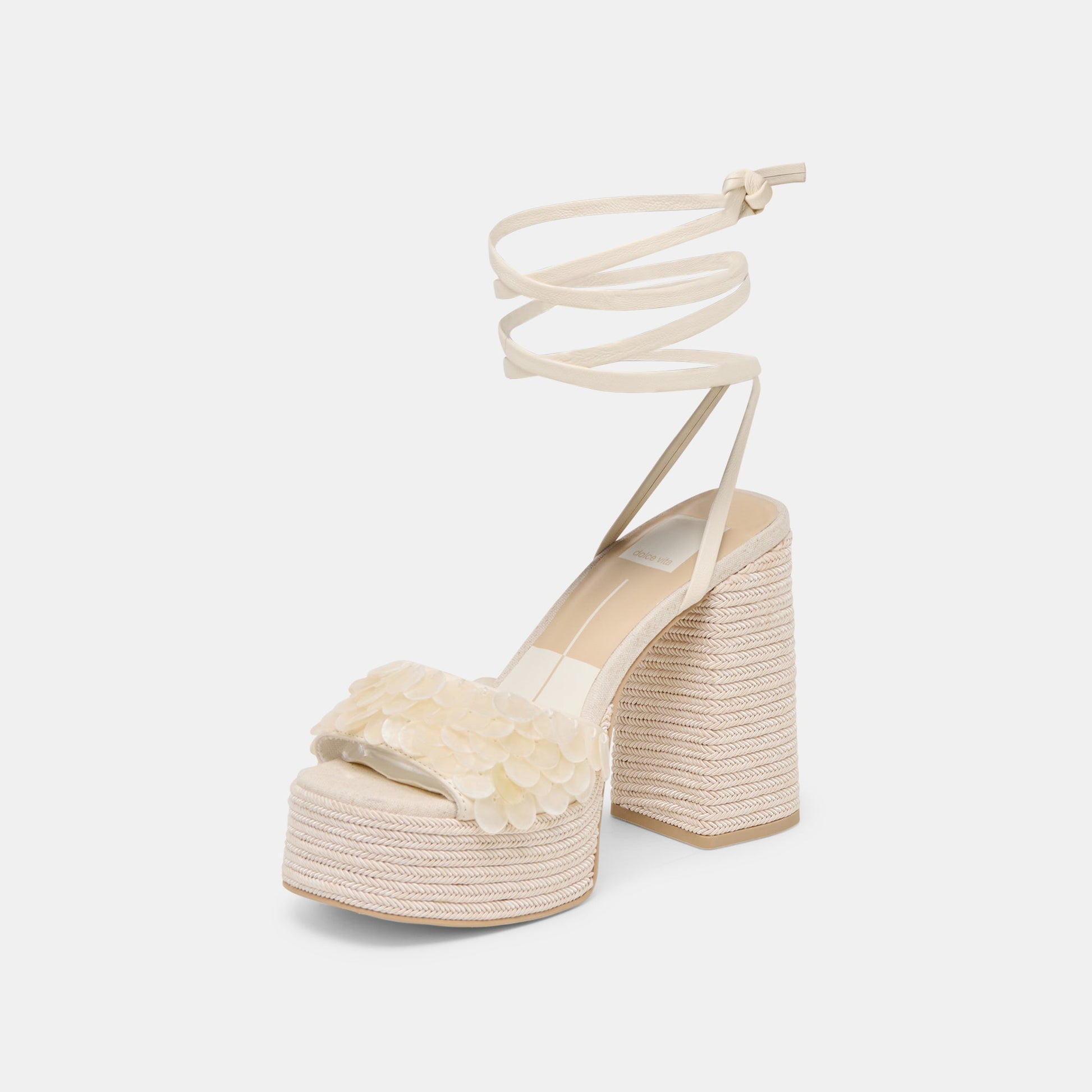 Dorthy Confetti Ivory Leather Heels