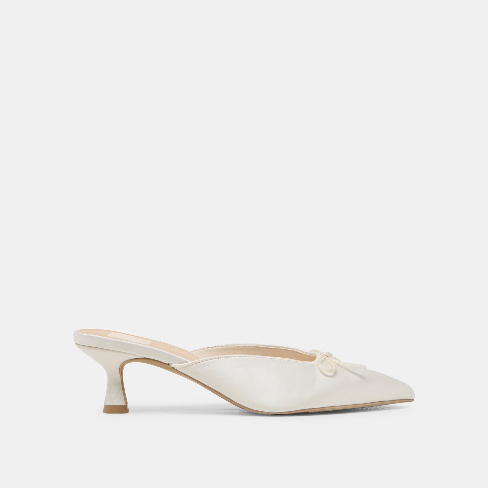Cleo Off White Satin Heels