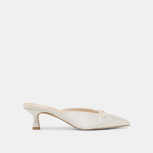 Cleo Off White Satin Heels