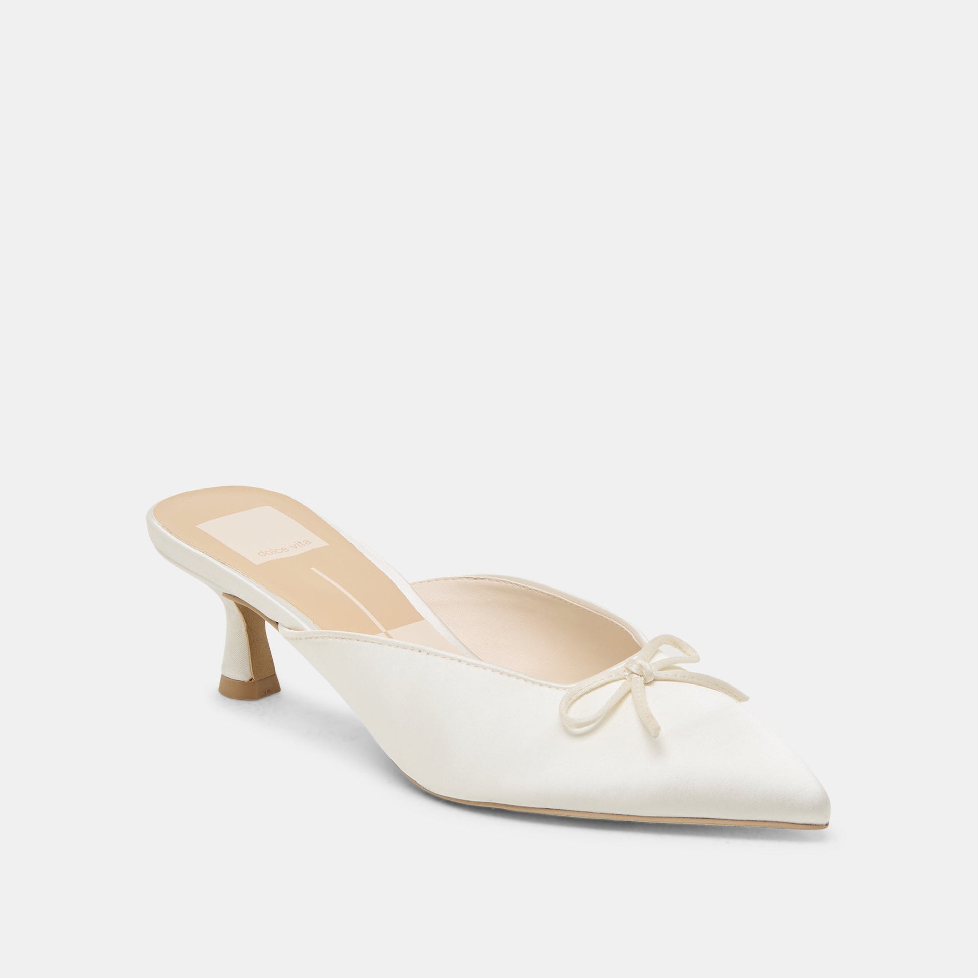 Cleo Off White Satin Heels