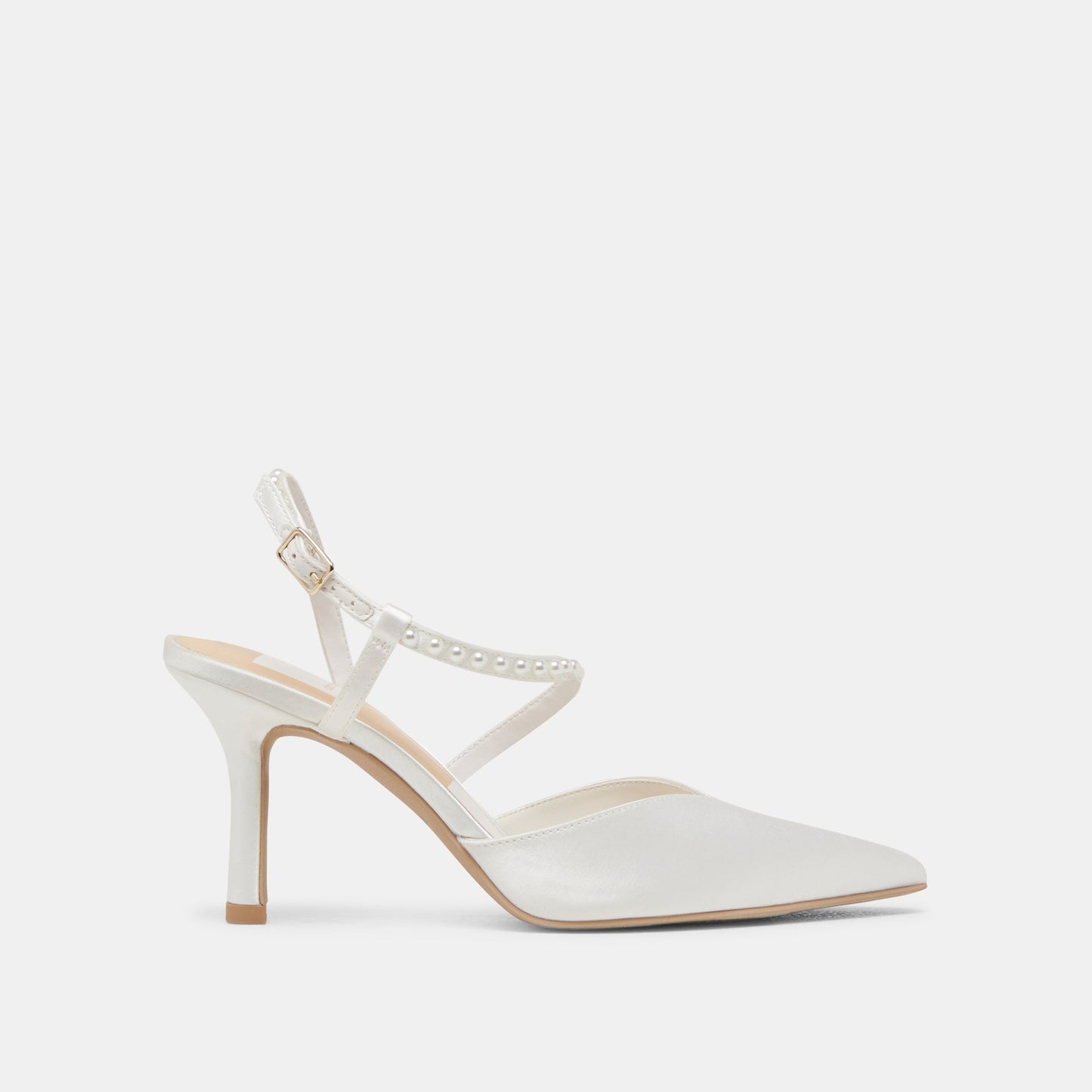 KAMRA PEARL HEELS TRUE WHITE SATIN
 – Dolce Vita