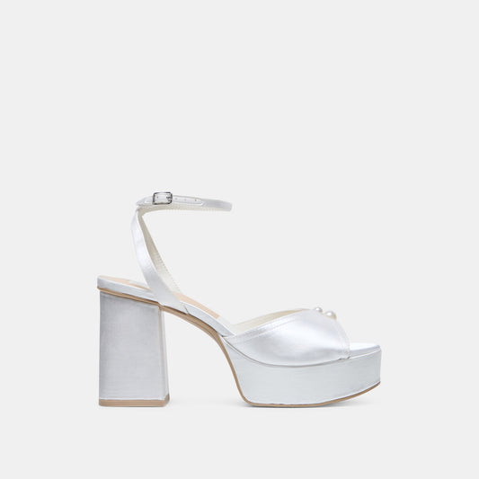 Bryla White Satin Heels