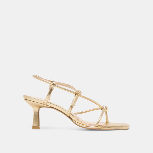 Mylee Gold Distressed Leather Heels