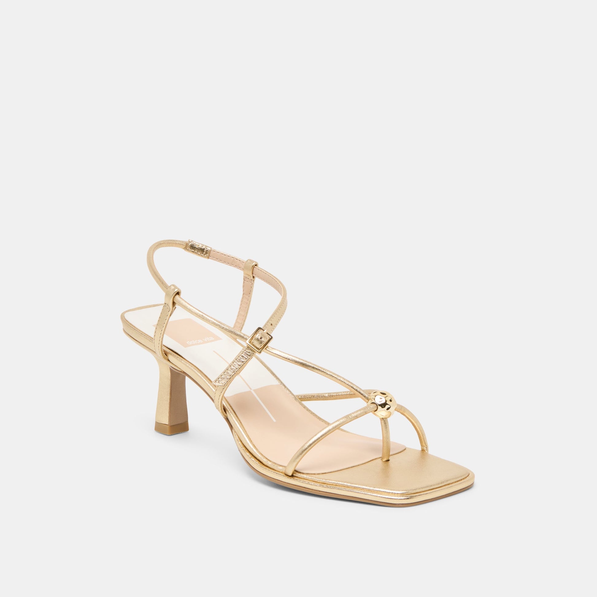 Mylee Gold Distressed Leather Heels