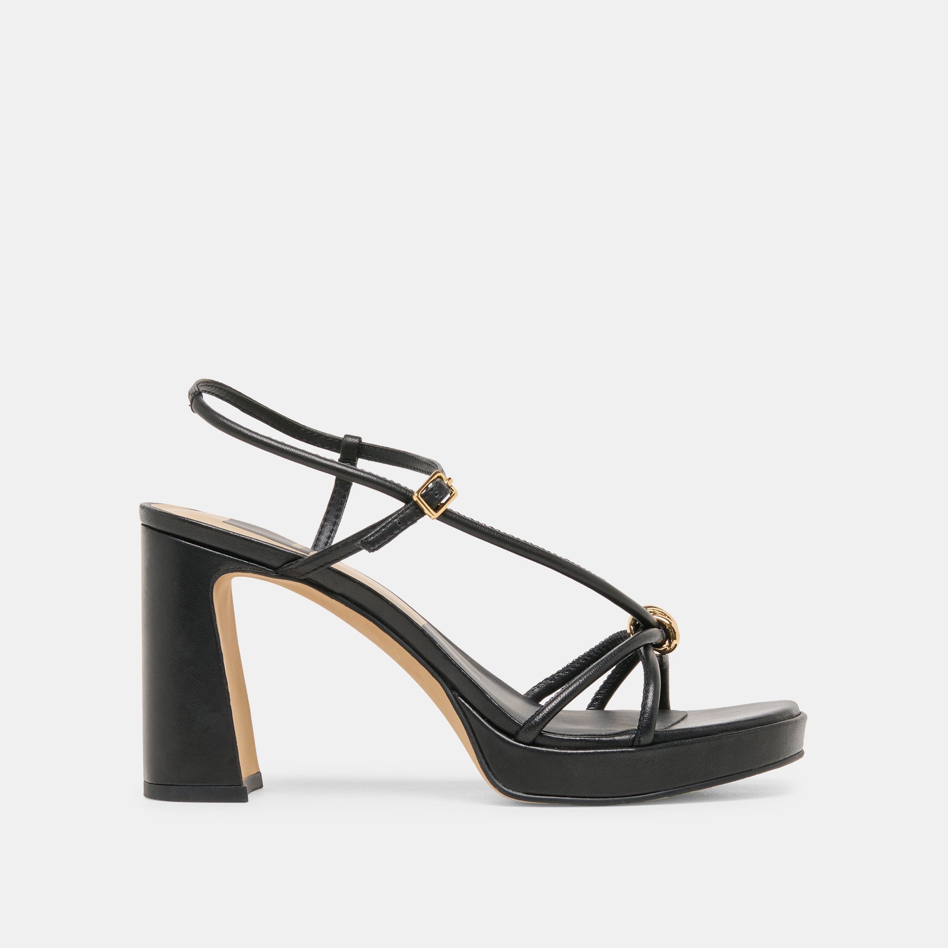 Odete Black Leather Heels
