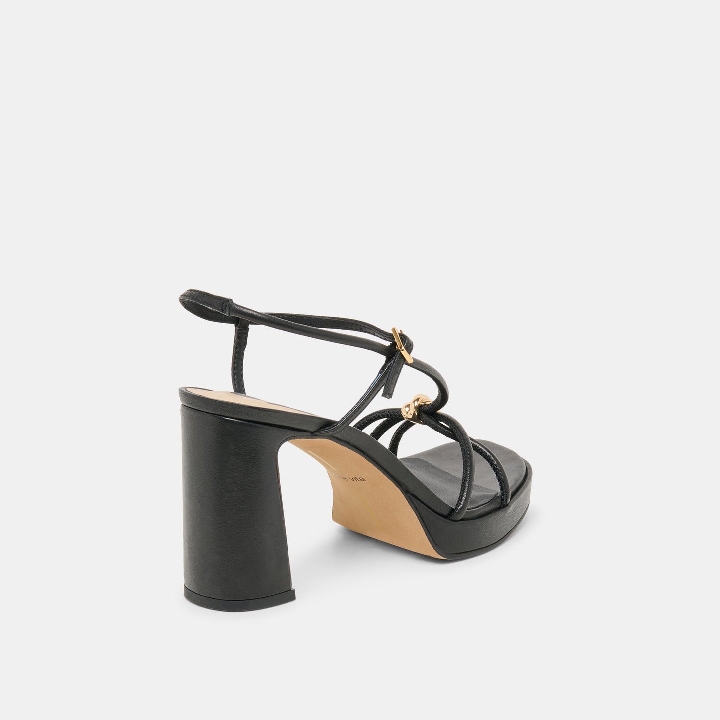 Odete Black Leather Heels