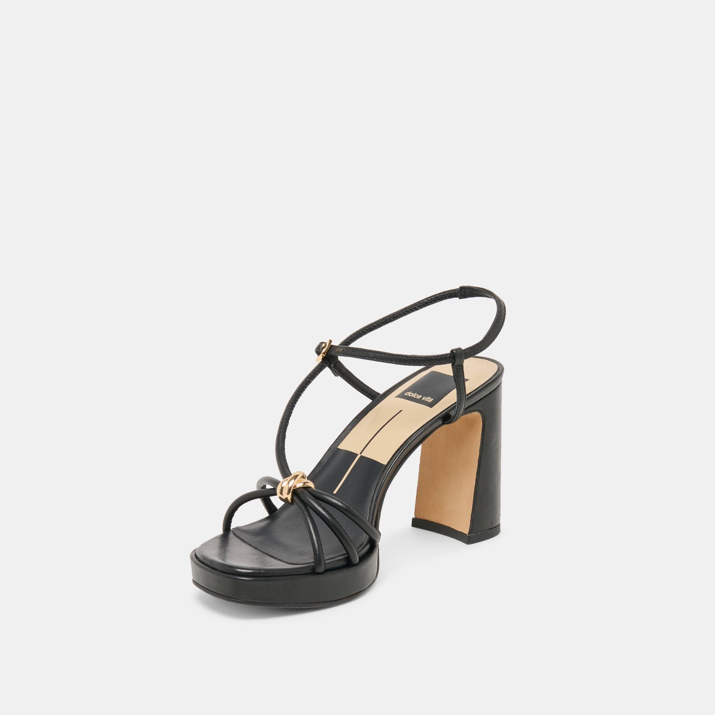 Odete Black Leather Heels