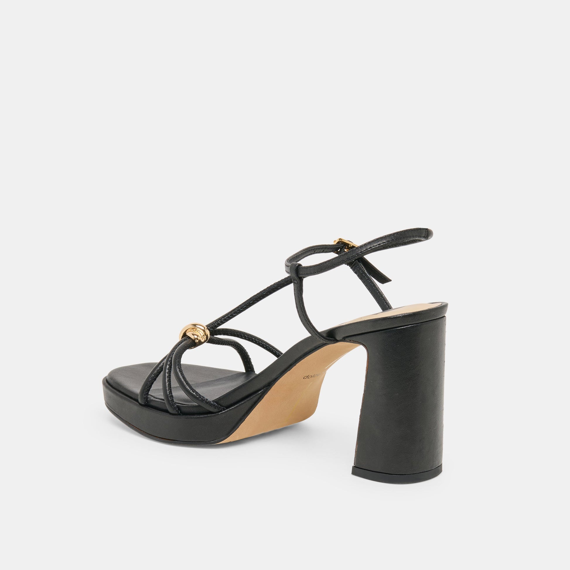 Odete Black Leather Heels