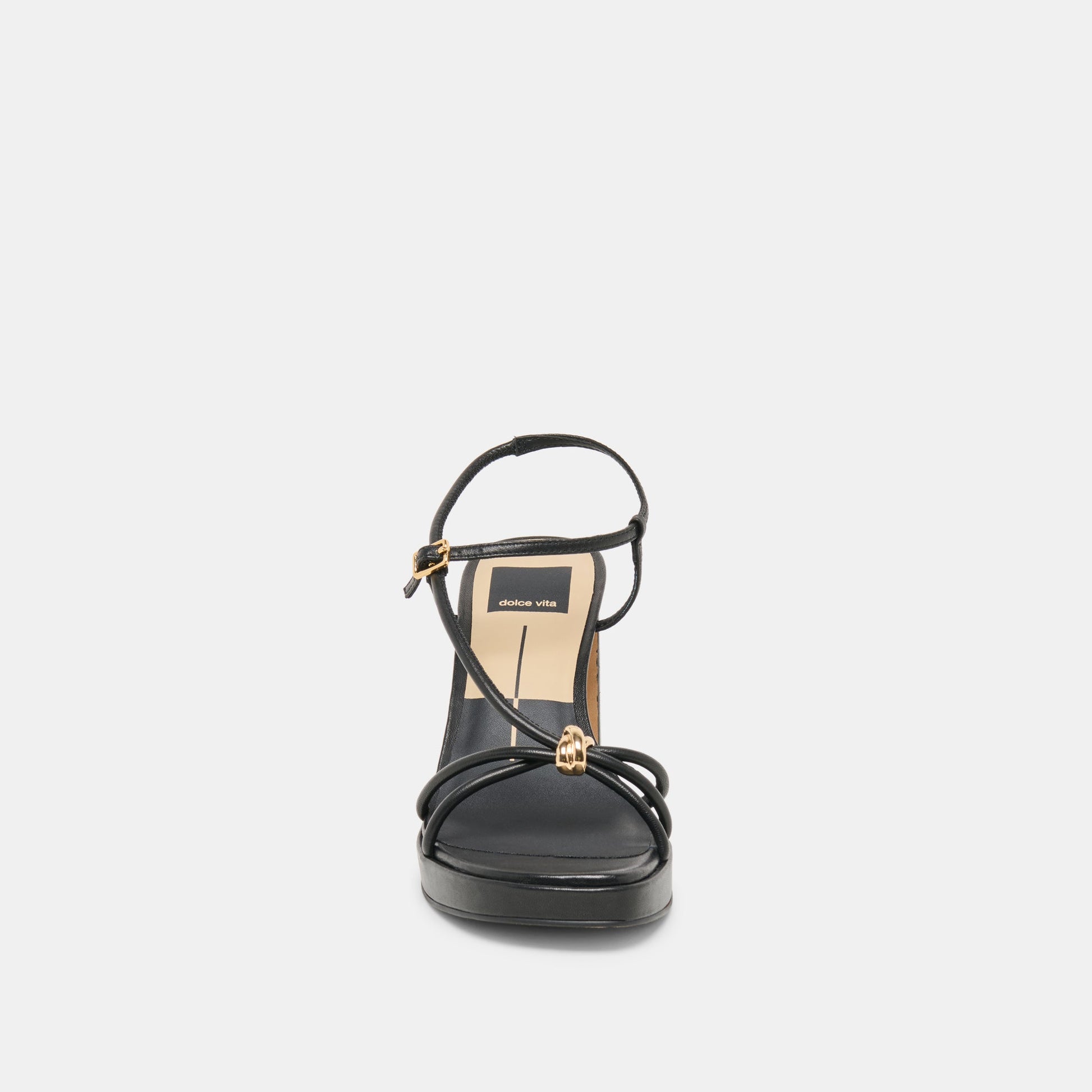 Odete Black Leather Heels