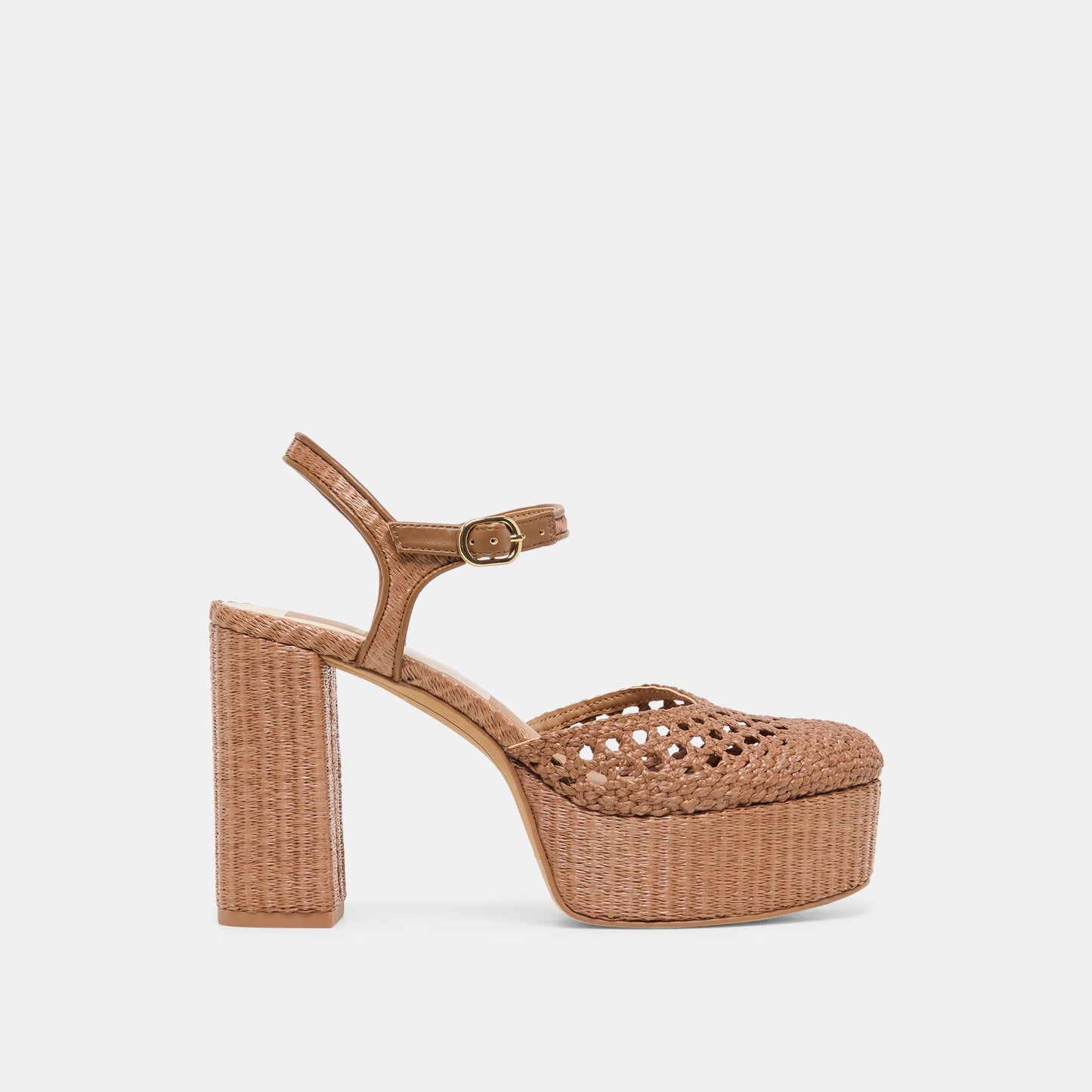 Gero Mid Brown Woven Raffia Heels