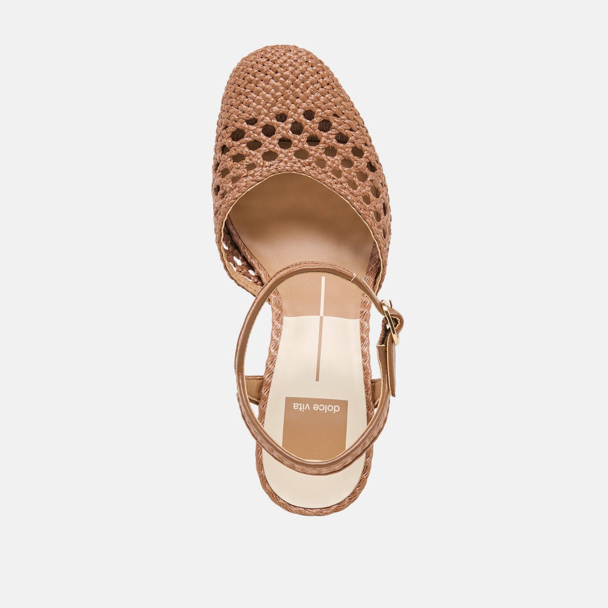 Gero Mid Brown Woven Raffia Heels