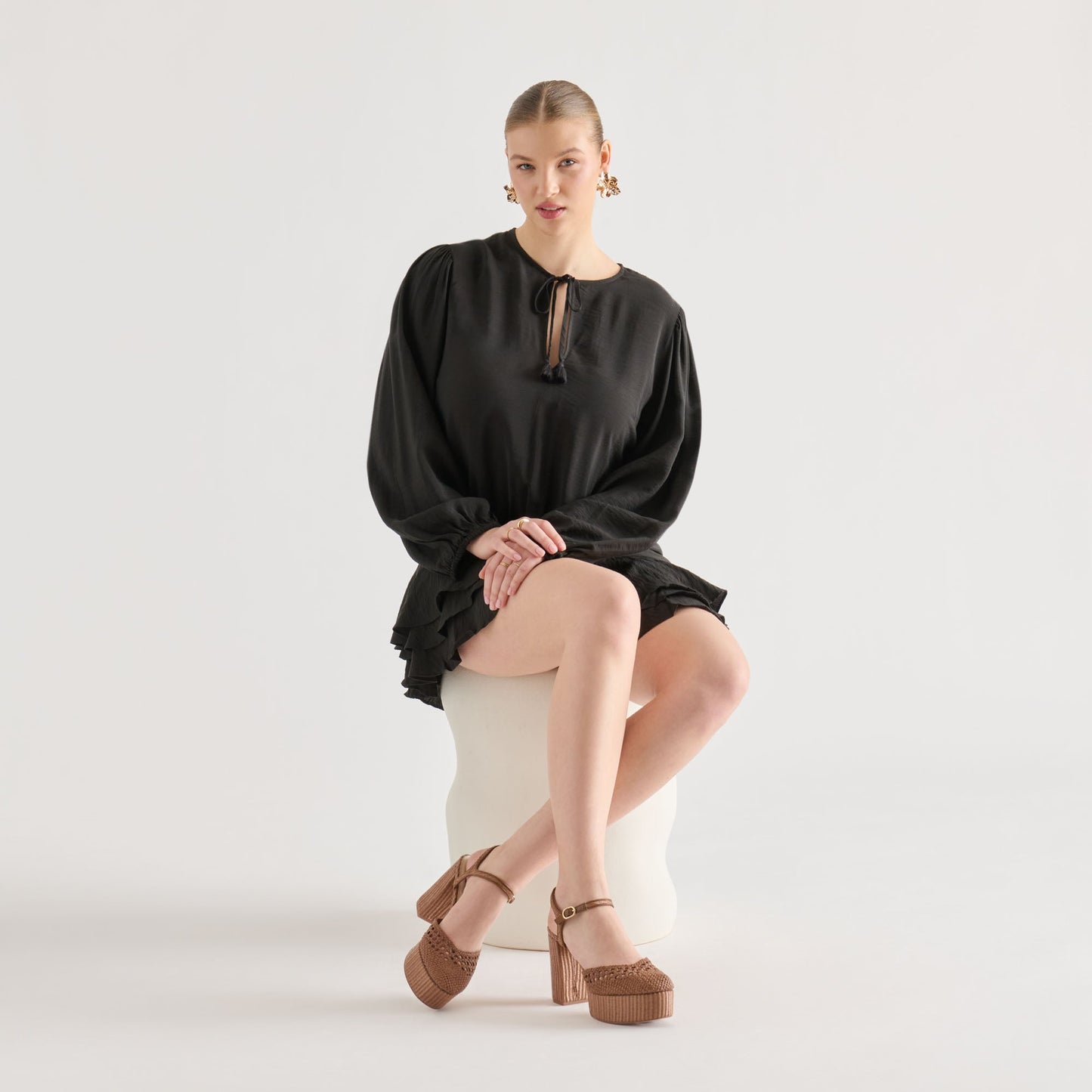 Gero Mid Brown Woven Raffia Heels