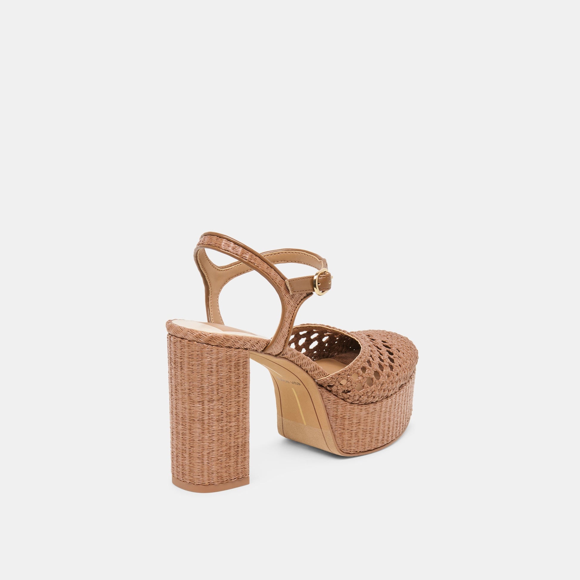 Gero Mid Brown Woven Raffia Heels