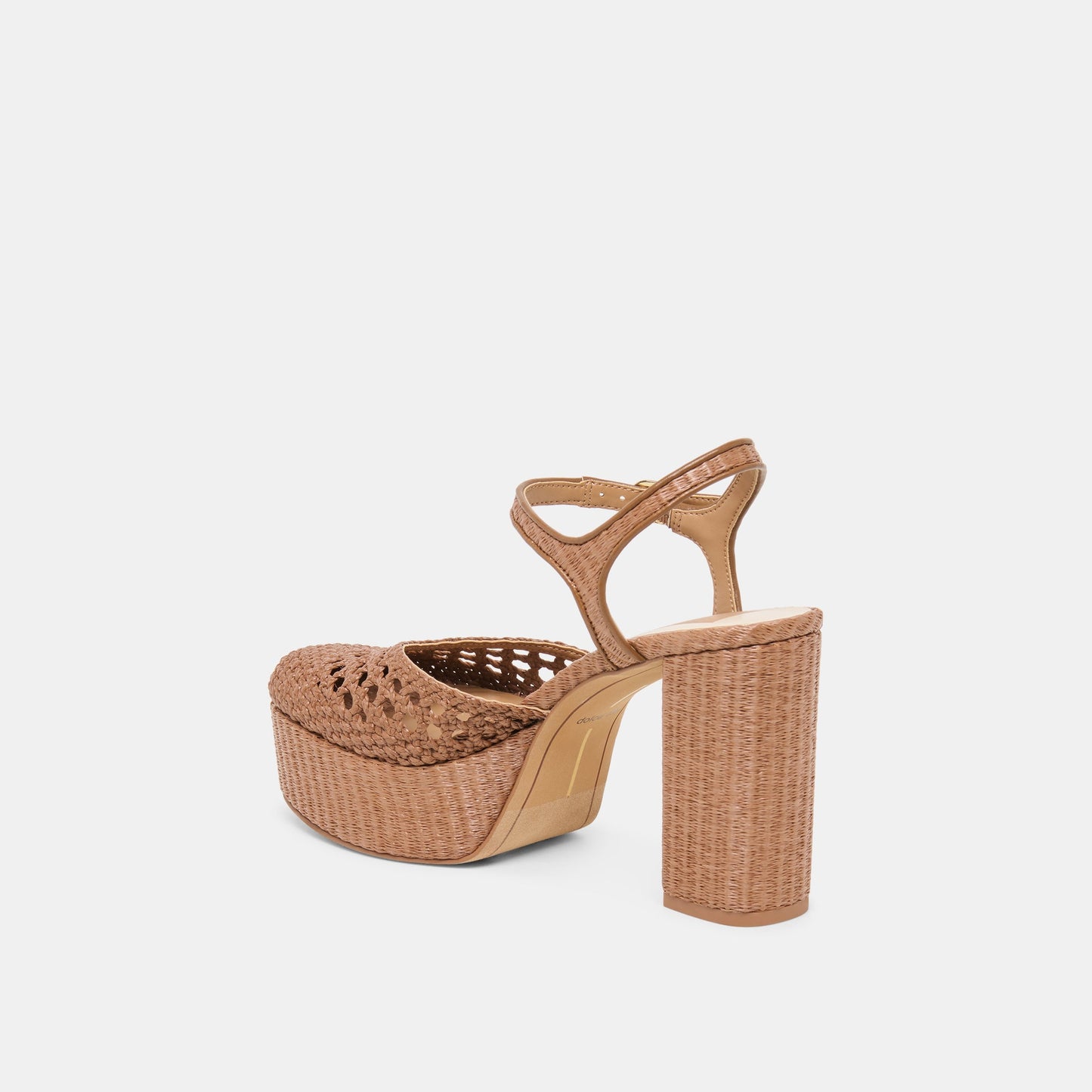 Gero Mid Brown Woven Raffia Heels
