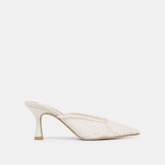 Cleo High True White Lace Heels