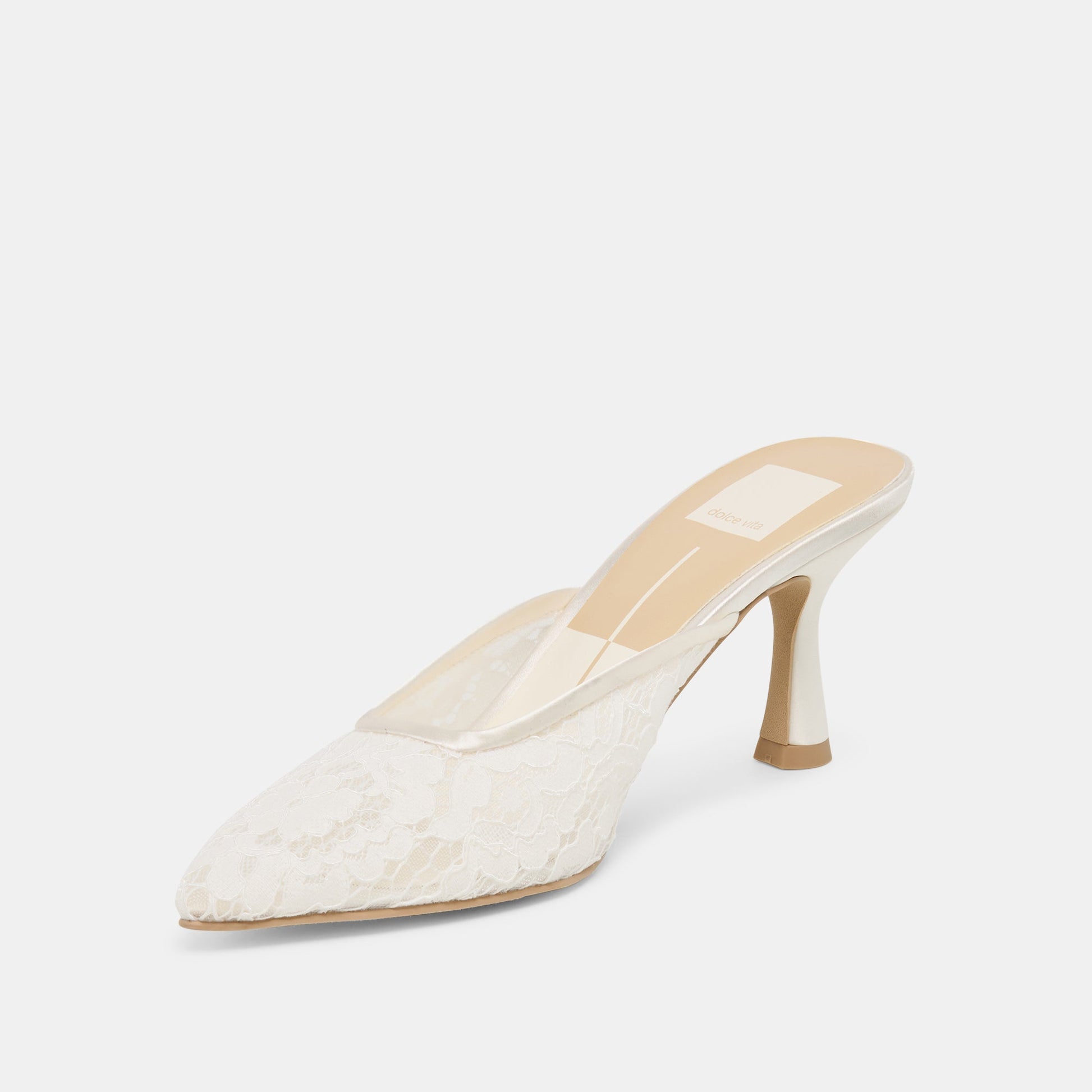 Cleo High True White Lace Heels