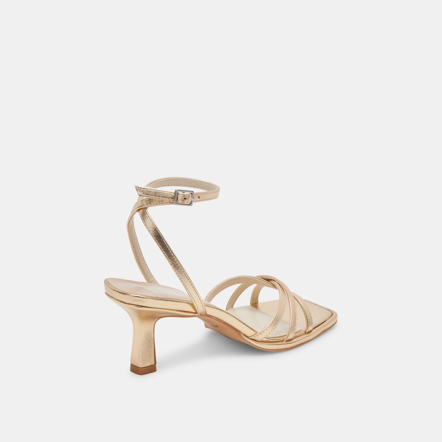 Manji Wide Light Gold Metallic Leather Heels