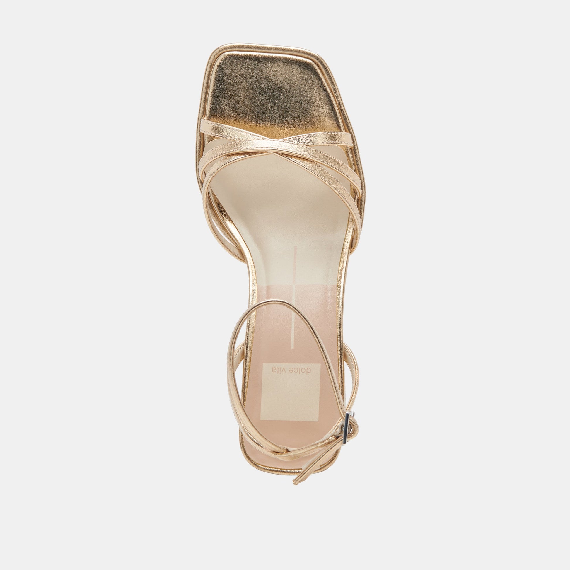 Manji Wide Light Gold Metallic Leather Heels