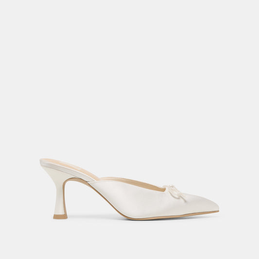 Cleo High Off White Satin Heels