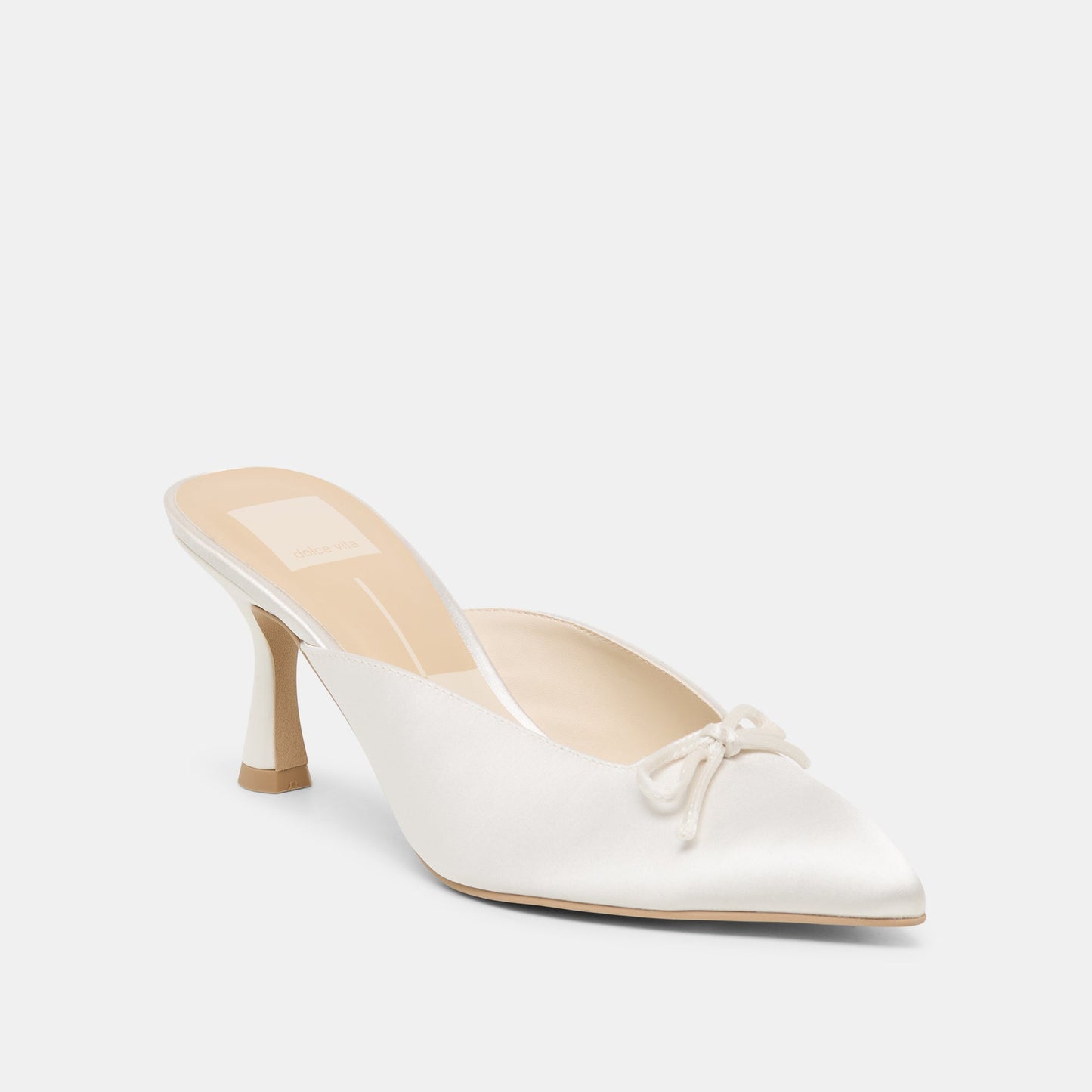 Cleo High Off White Satin Heels