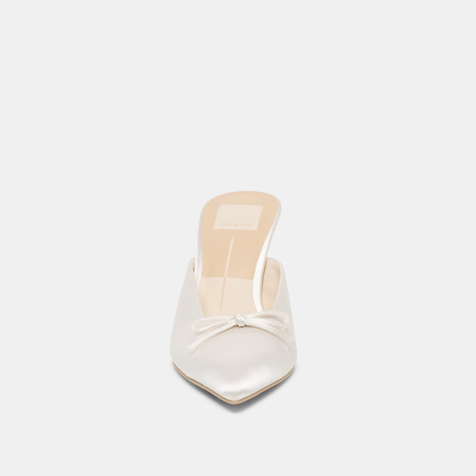 Cleo High Off White Satin Heels