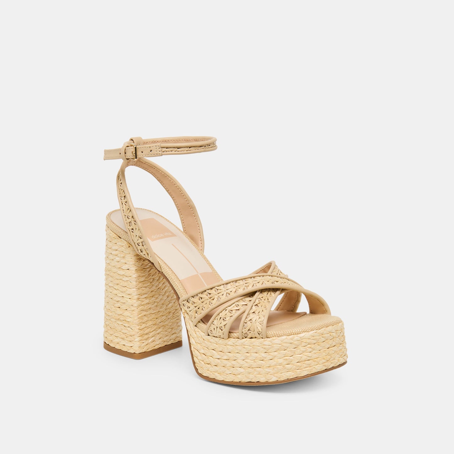 Danila Lt Natural Cross Hatch Raffia Heels