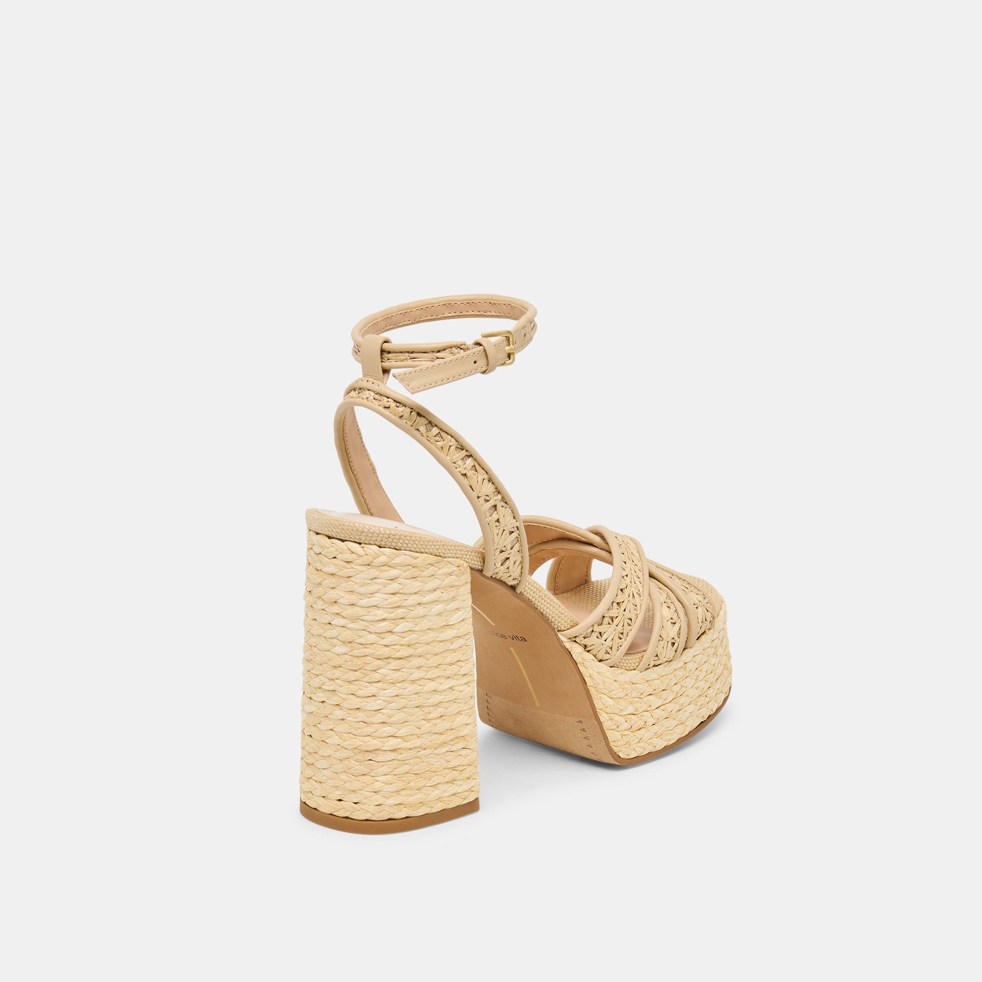 Danila Lt Natural Cross Hatch Raffia Heels