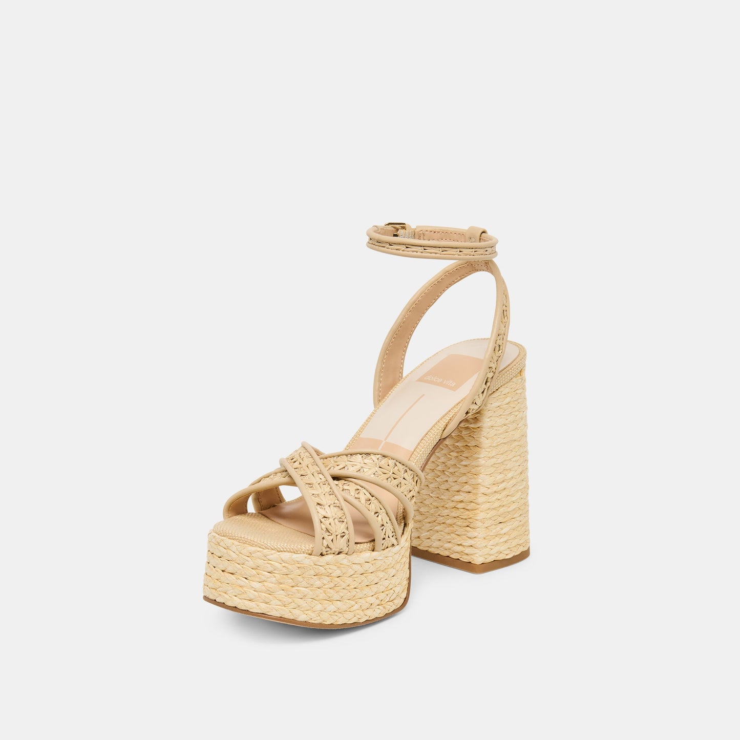 Danila Lt Natural Cross Hatch Raffia Heels