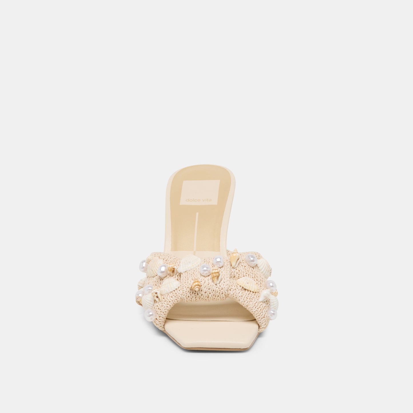 Tylah Oatmeal Beaded Raffia Heels