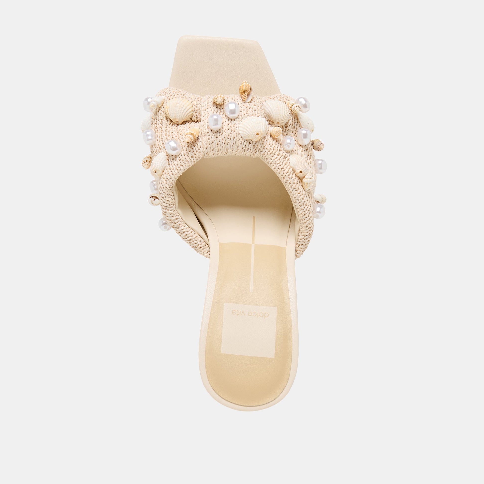 Tylah Oatmeal Beaded Raffia Heels