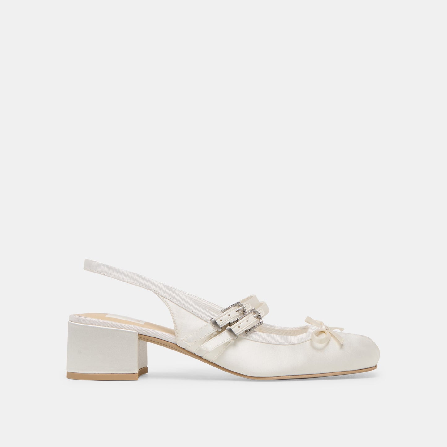 Loris True White Satin Heels
