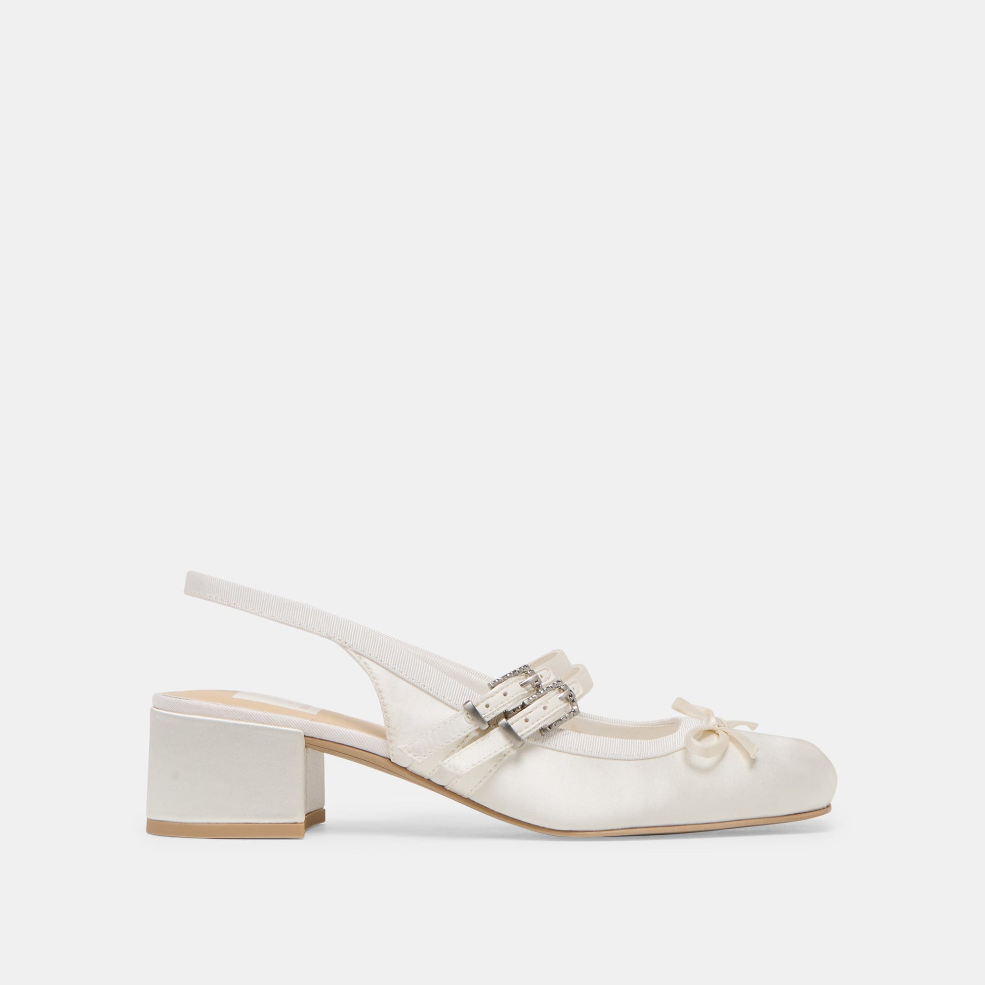 Loris True White Satin Heels