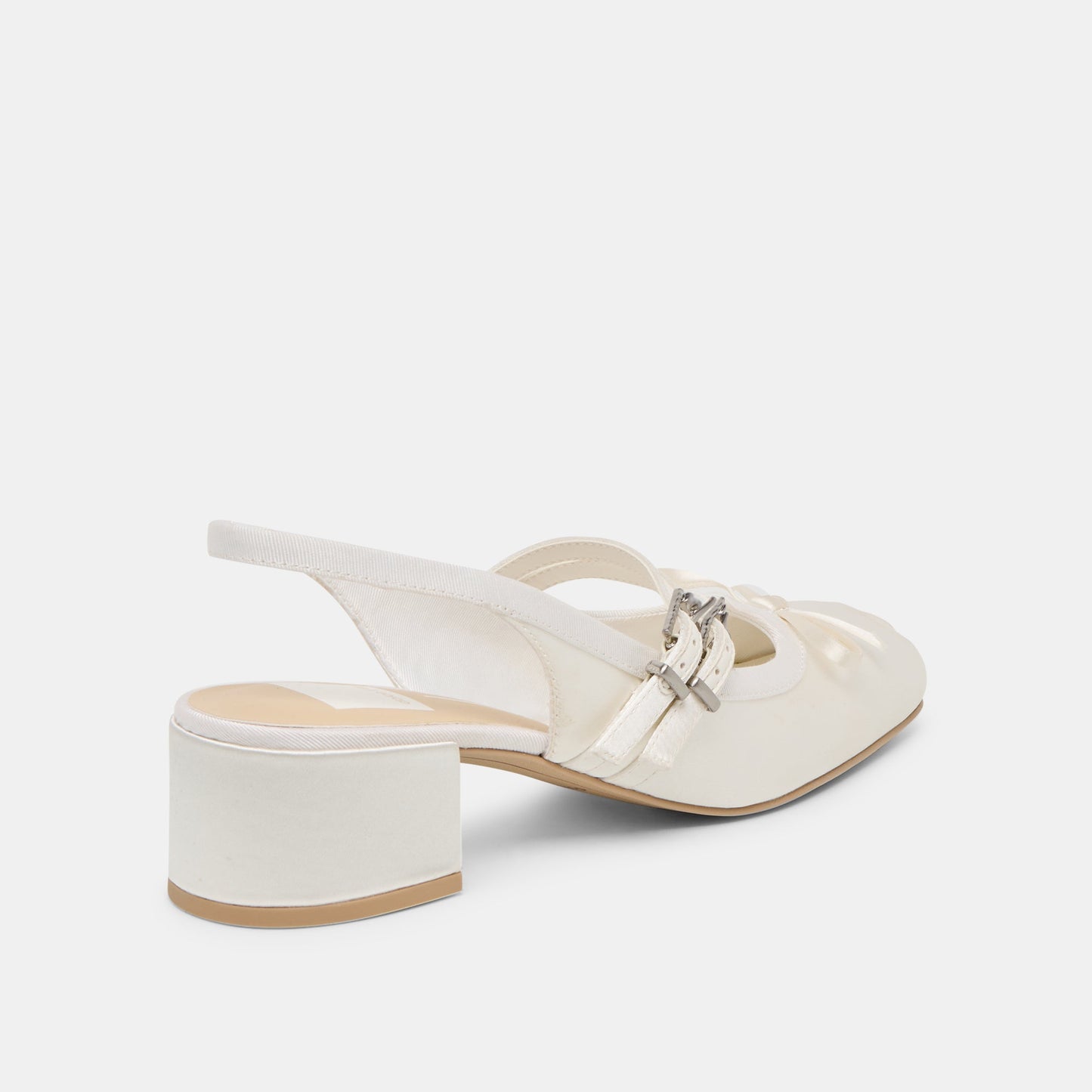 Loris True White Satin Heels